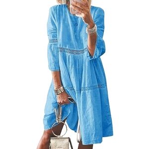 Tiered Eyelet LaceWoman's Turquoise Dress Size Med